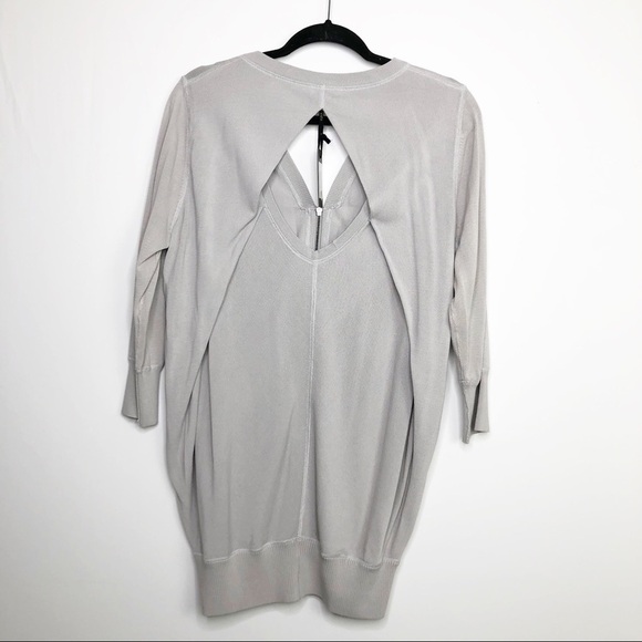 YUKA grey zip front open back sweater - Picture 2 of 12